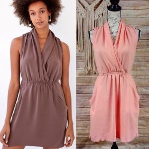Aritzia - Wilfred Sabine Dress in Peach Pink Surplice - Size M